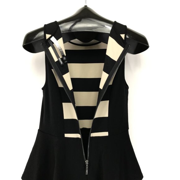 Kensie Striped Peplum Dress Women's Small Stretch Sleeveless Zip Career Party - Picture 6 of 14